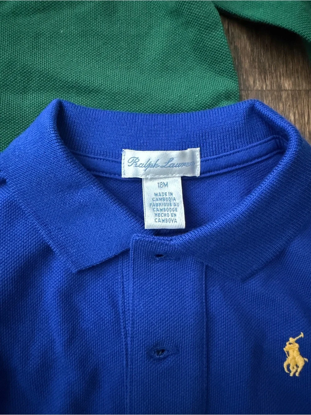 Ralph Lauren Boys Long-Sleeve Polo Duo in Green & Royal Blue